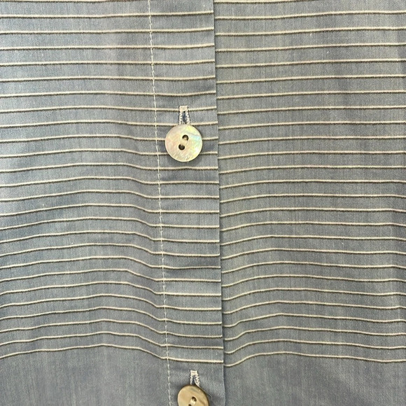 J.Jill Mixed Striped Button Down Tunic Blue White Colorblock 100% Cotton Small - Picture 3 of 5